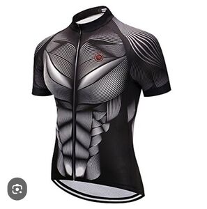 NWT Men's Black and Gray Athletic Cycling Jersey